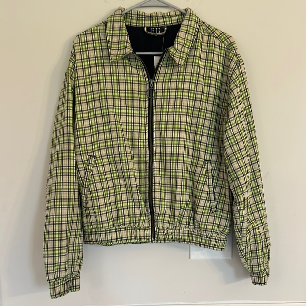 BDG Urban Outfitters NWT Green Plaid Harrington Jacket Women’s size medium